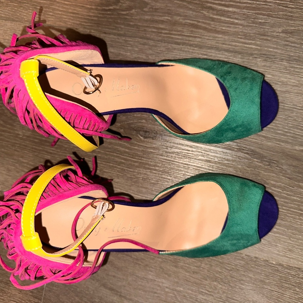 Colorful Women's Heels with Fringe Detail